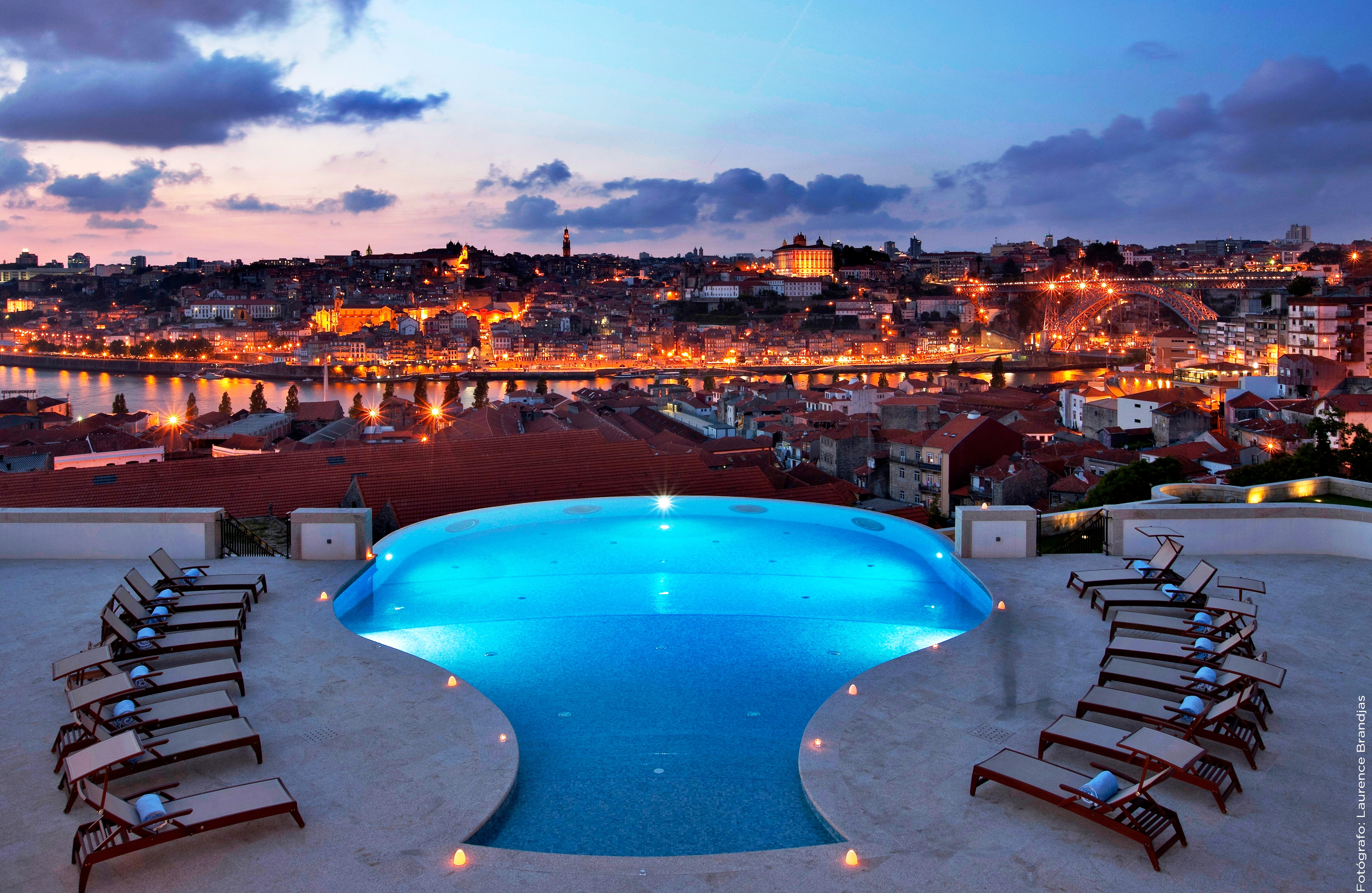 The decanter-shaped swimming pool at the Yeatman in Porto (Laurence Brandjas/PA)
