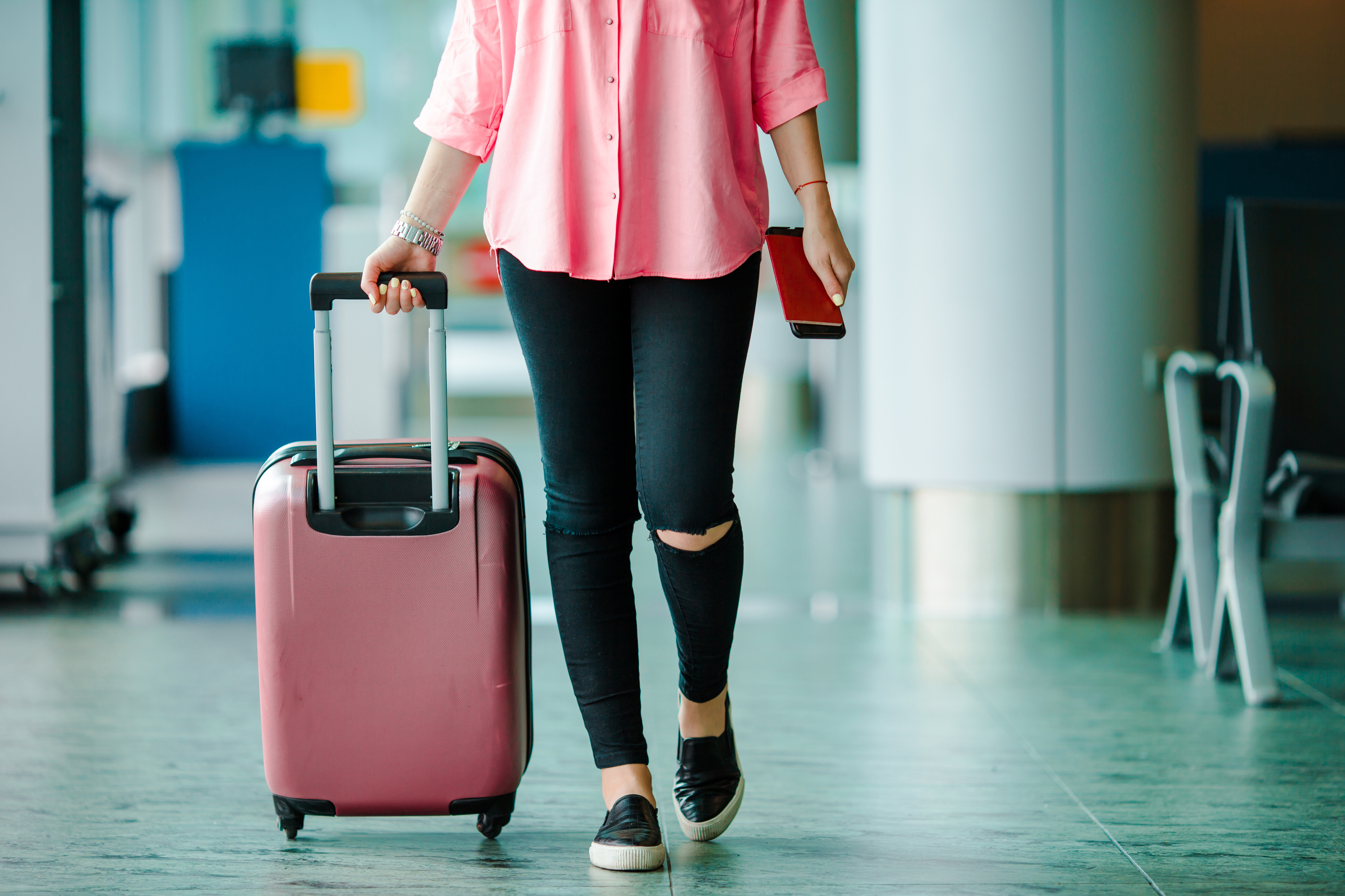 Generic photo of a young woman at an airport