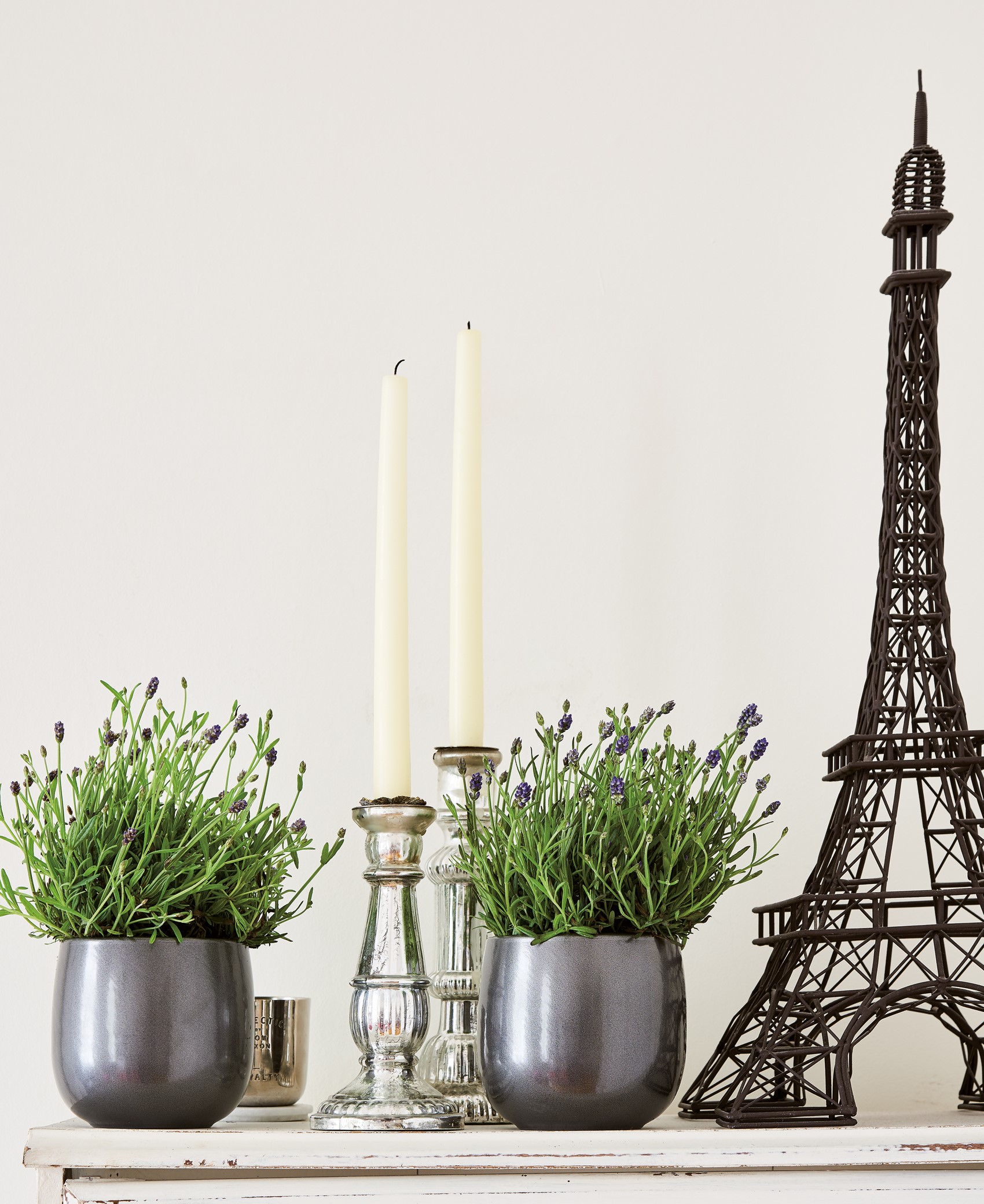 Pots of lavender are a simple way to introduce some soothing scent and seasonal colour into your room. Room featured in At Home With Plants (Nick Pope/Mitchell Beazley/PA)