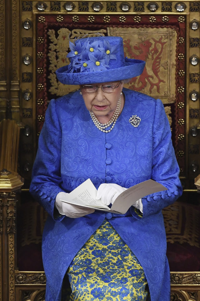 Queen Elizabeth II at the official State Opening of Parliament (Carl Court/Pool via AP)