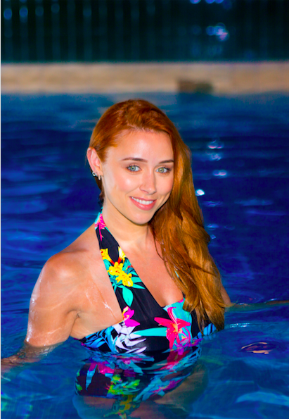 Una Healy in a pool
