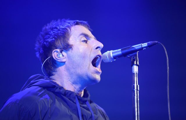 Liam Gallagher on stage in Manchester