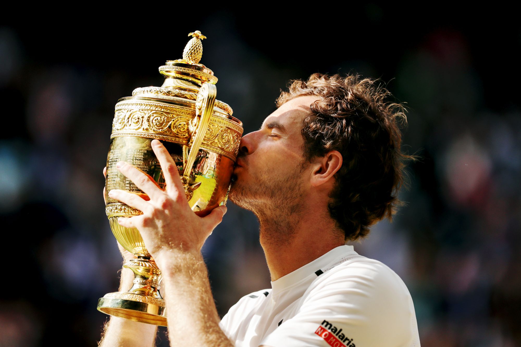 Andy Murray kisses the Wimbledon Men's Singles trophy (Adam Davy/PA)