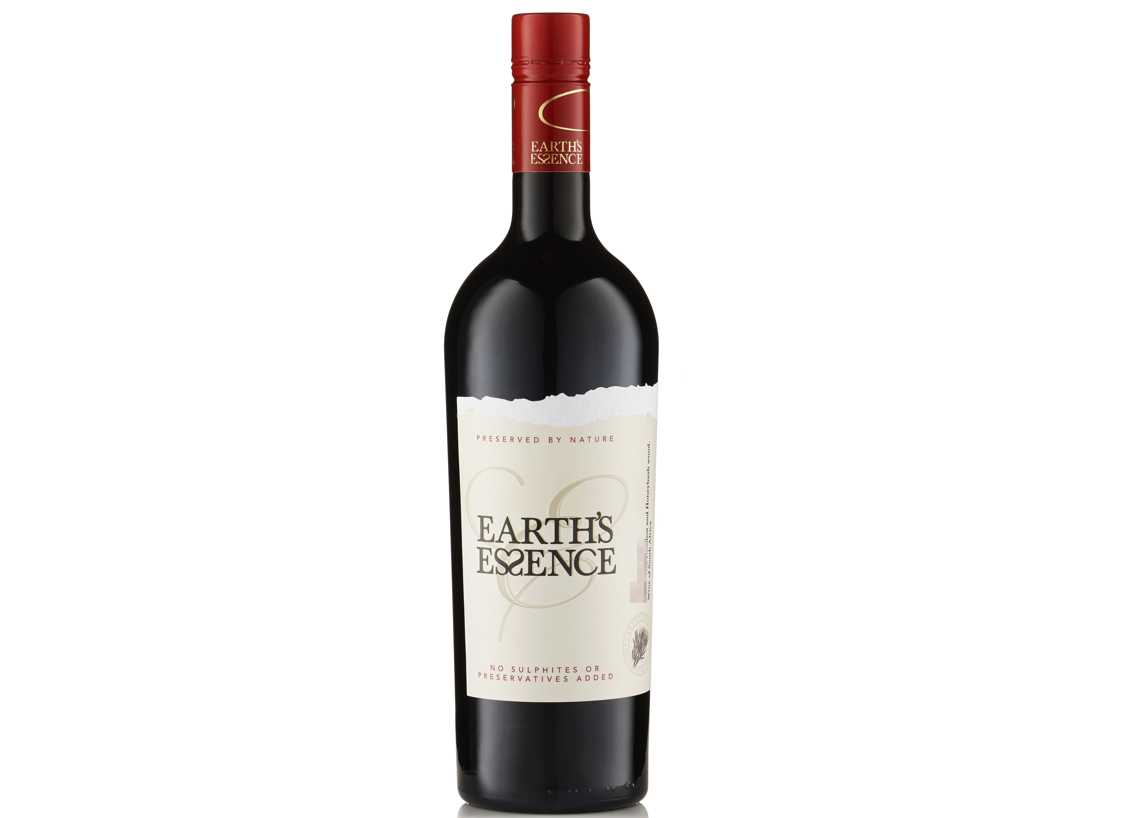 Bottle of Earth's Essence pinotage, South Africa, red wines