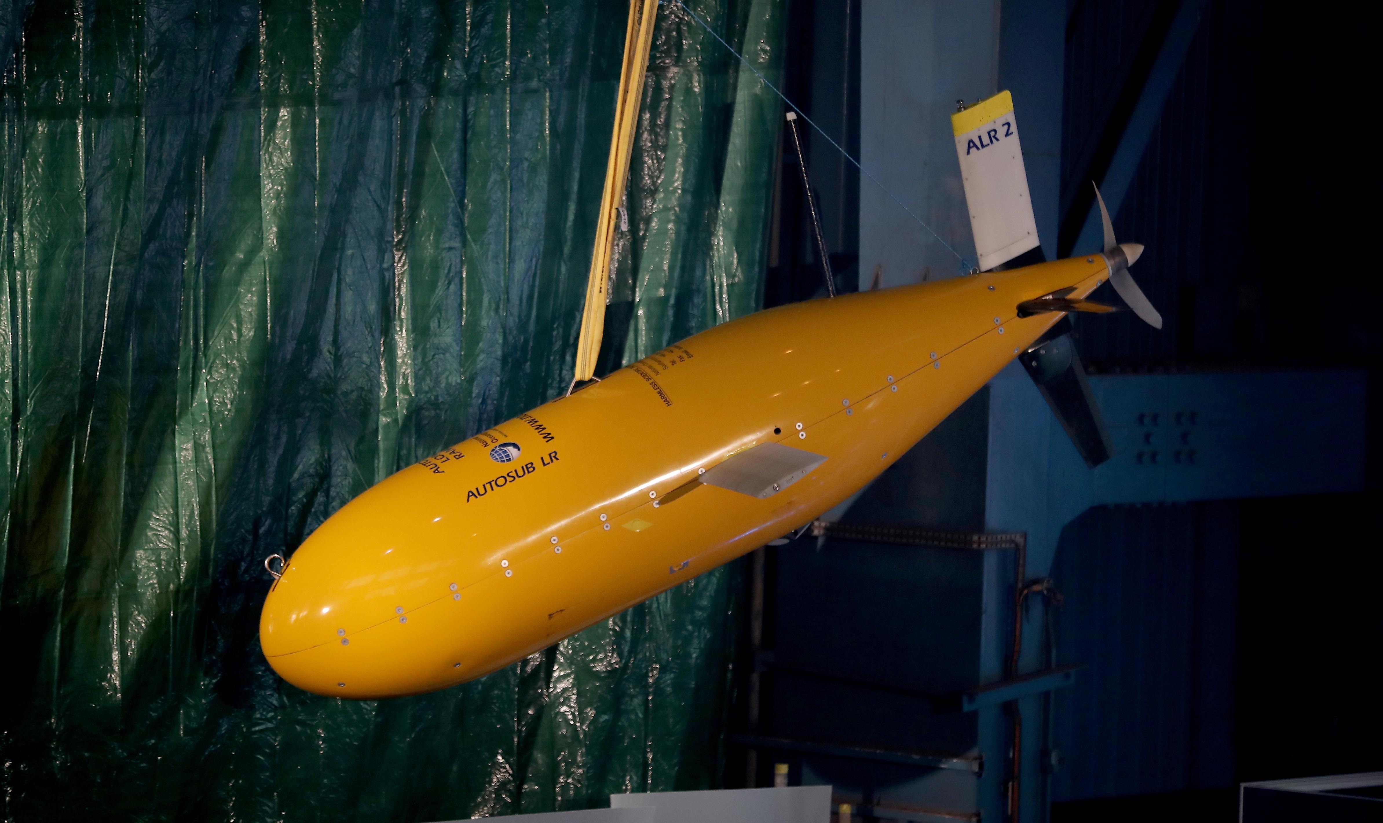 A submersive called Boaty McBoatface on display at Cammell Laird in Birkenhead.