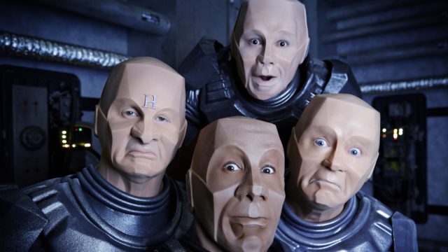 Craig Charles, Robert Llewellyn, Danny John-Jules and Chris Barrie in the returning series of Red Dwarf (UKTV)