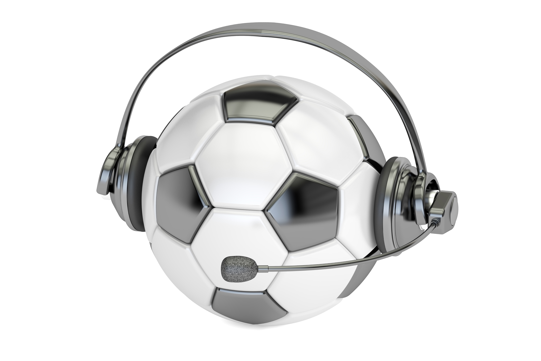 A football with a headset on