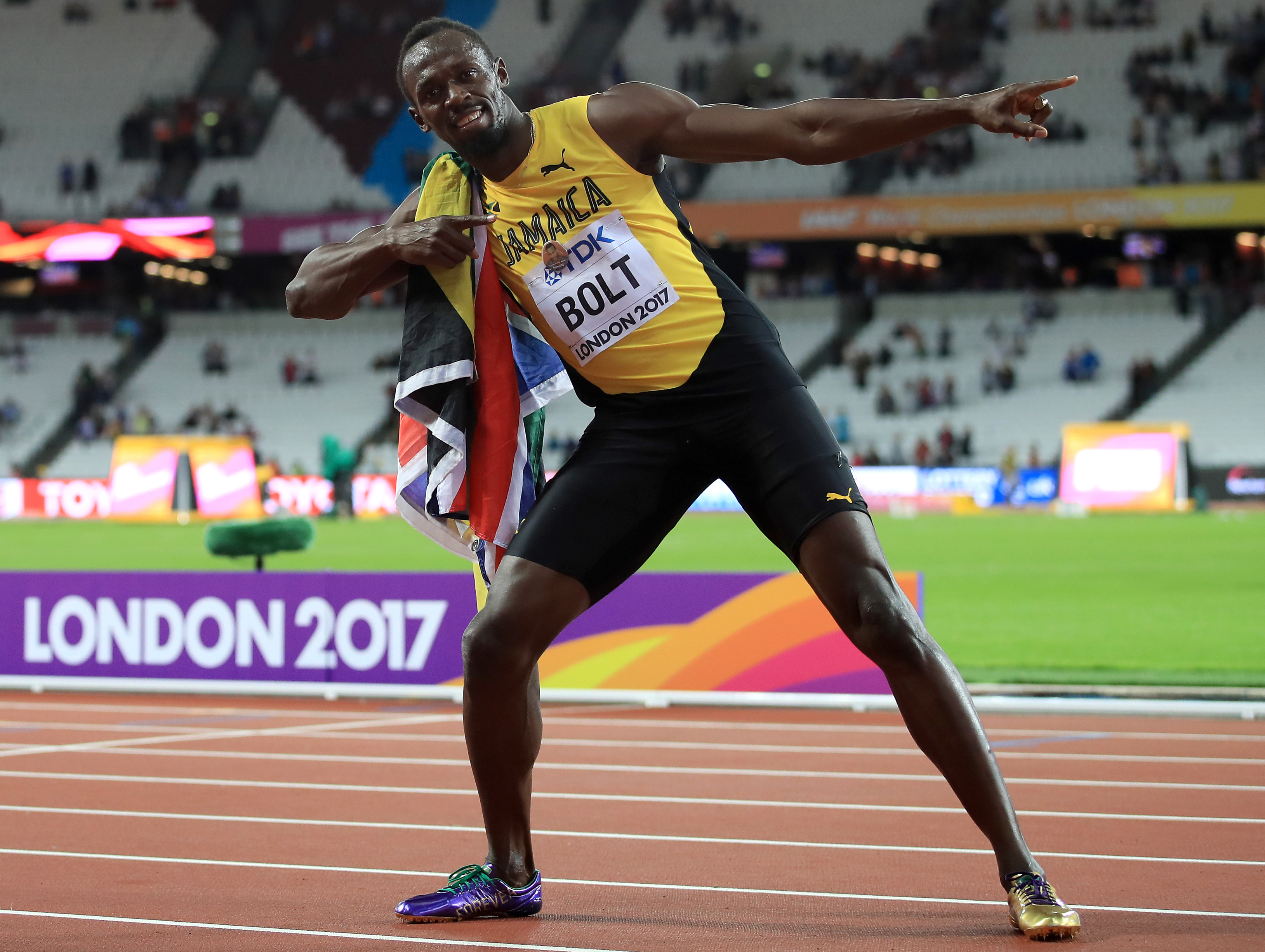 Usain Bolt celebrates