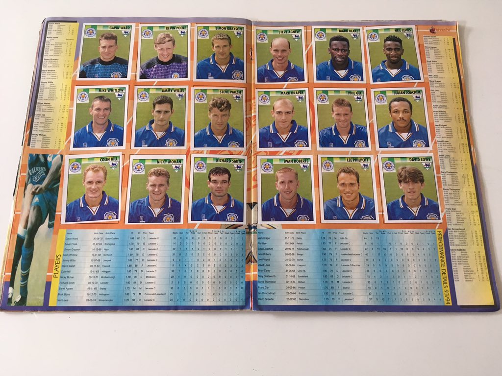 A Premier League sticker album from the 1990s