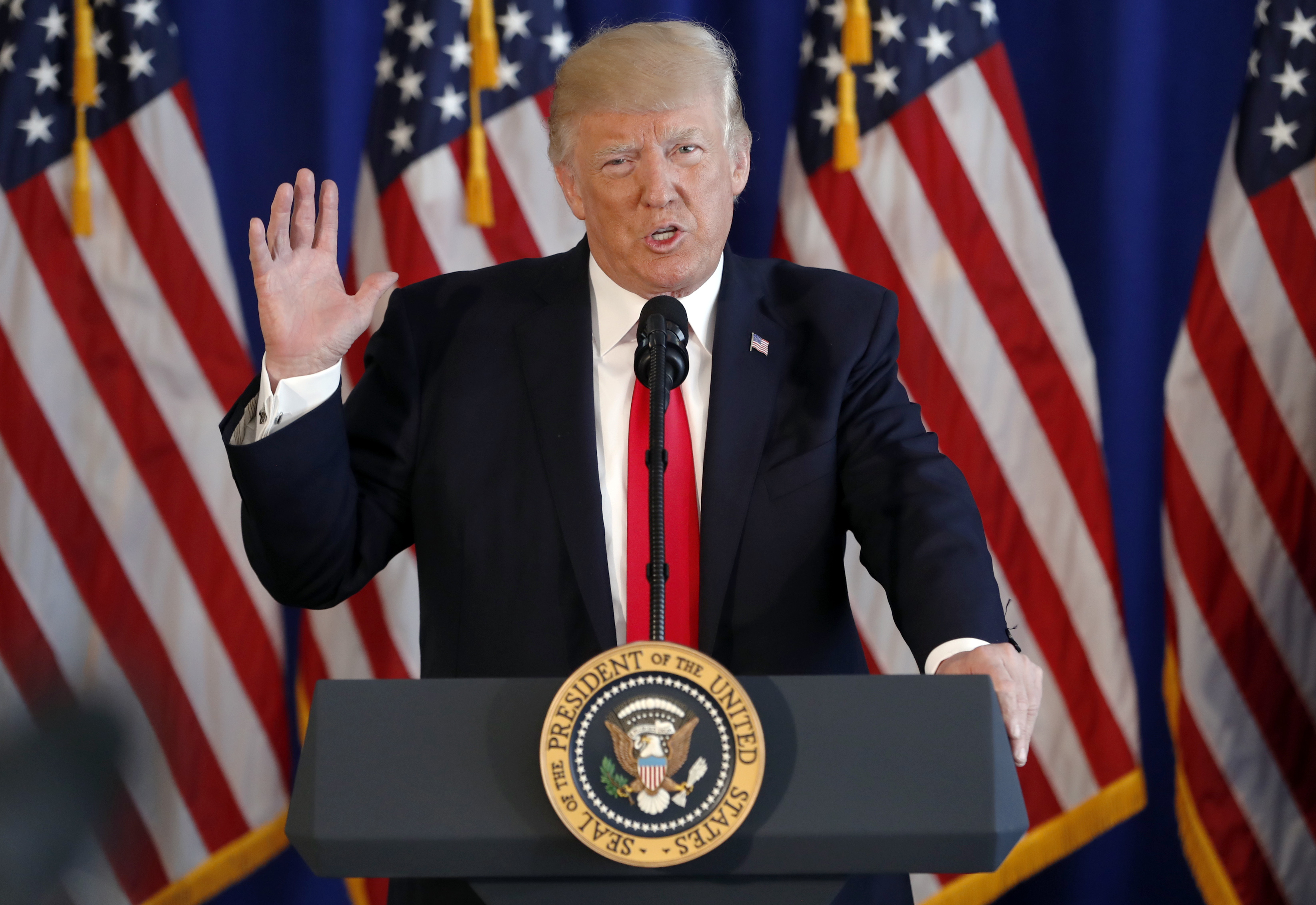 Donald Trump speaking at Trump National Golf Club