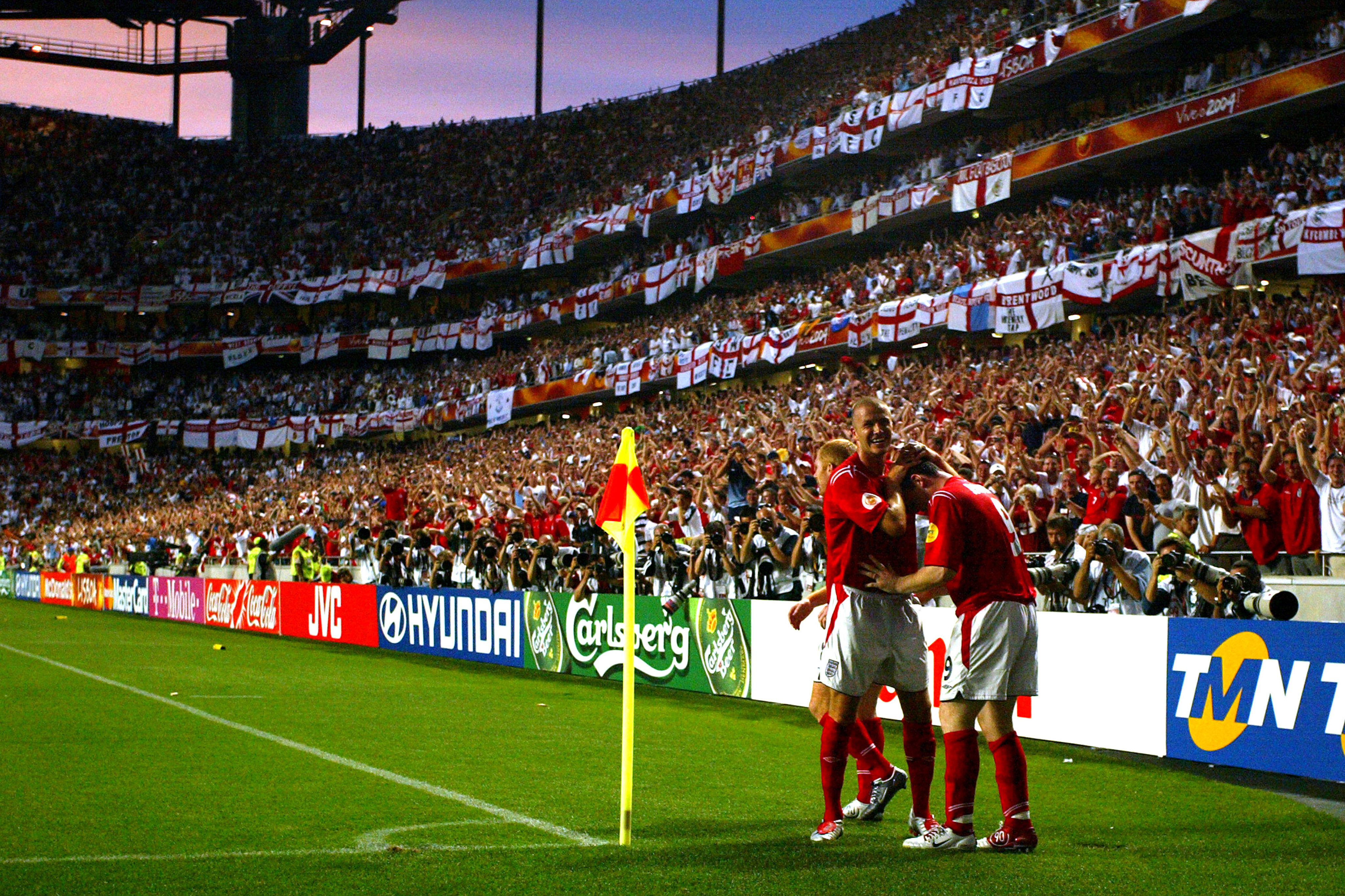 Wayne Rooney celebrates scoring against Croatia at Euro 2004
