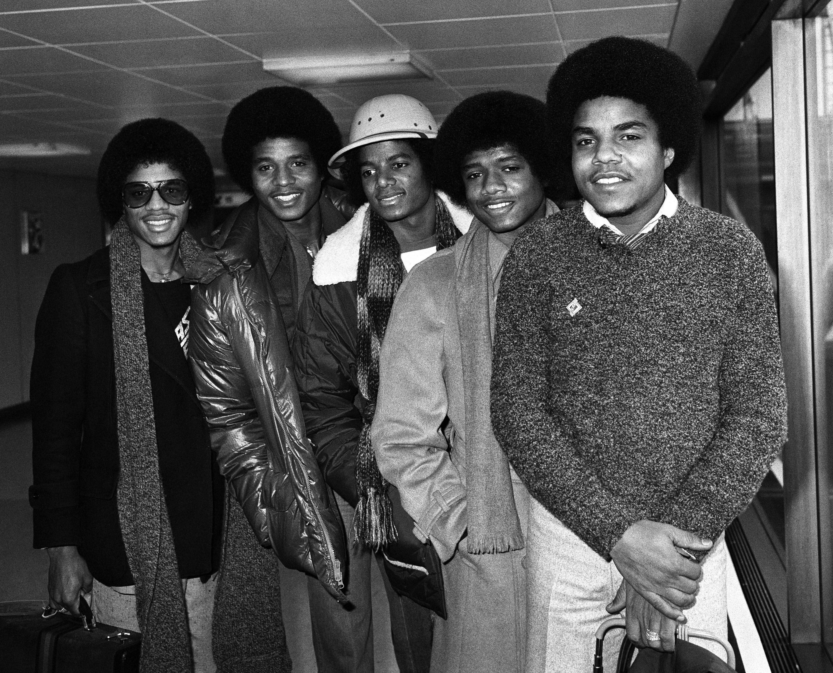 The Jacksons at Heathrow Airport in 1979 (PA Archive/PA)