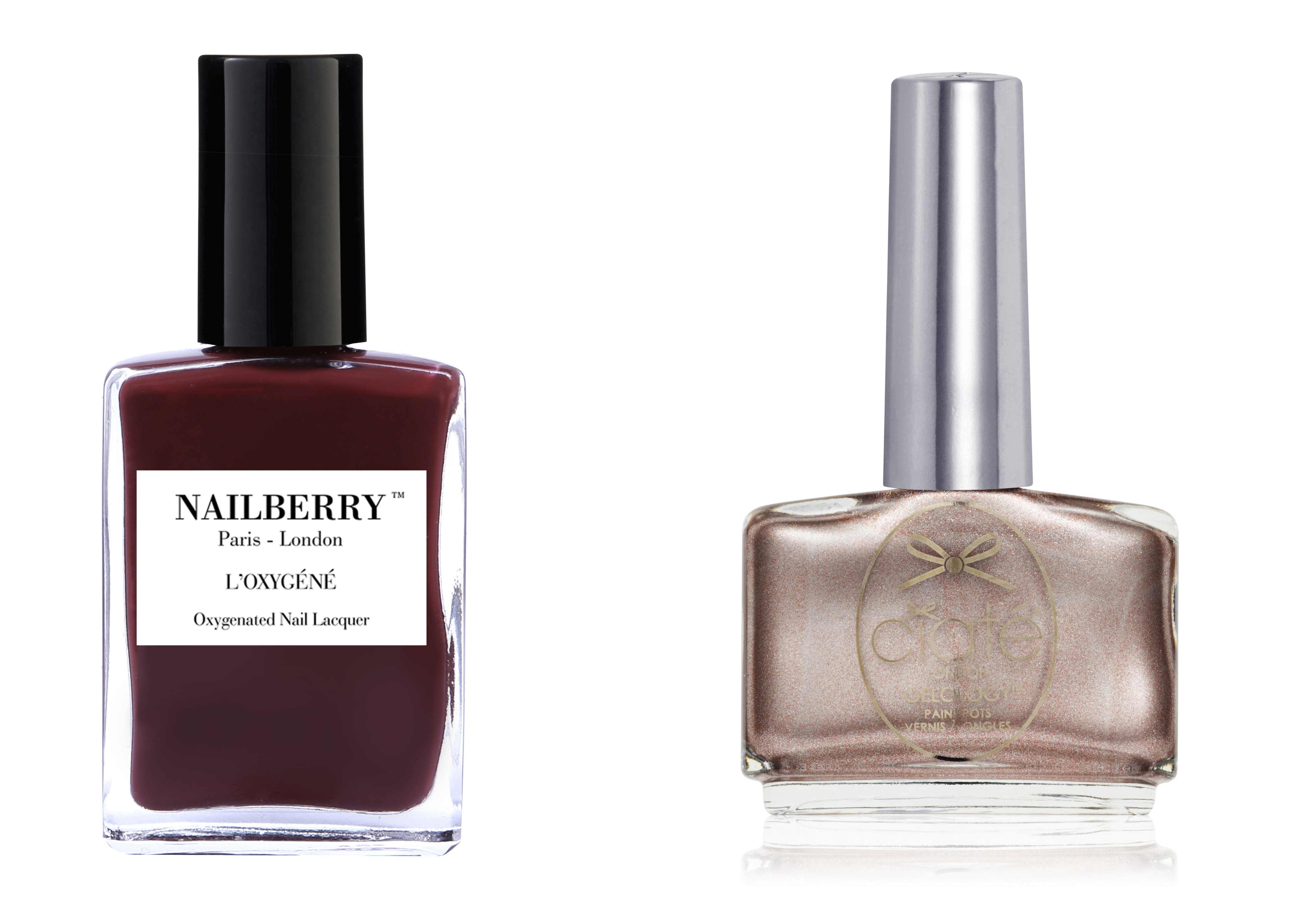 Nailberry Dial M for Maroon nail polish and Ciate Goal Digger nail polish (Nailberry/Ciate/PA)