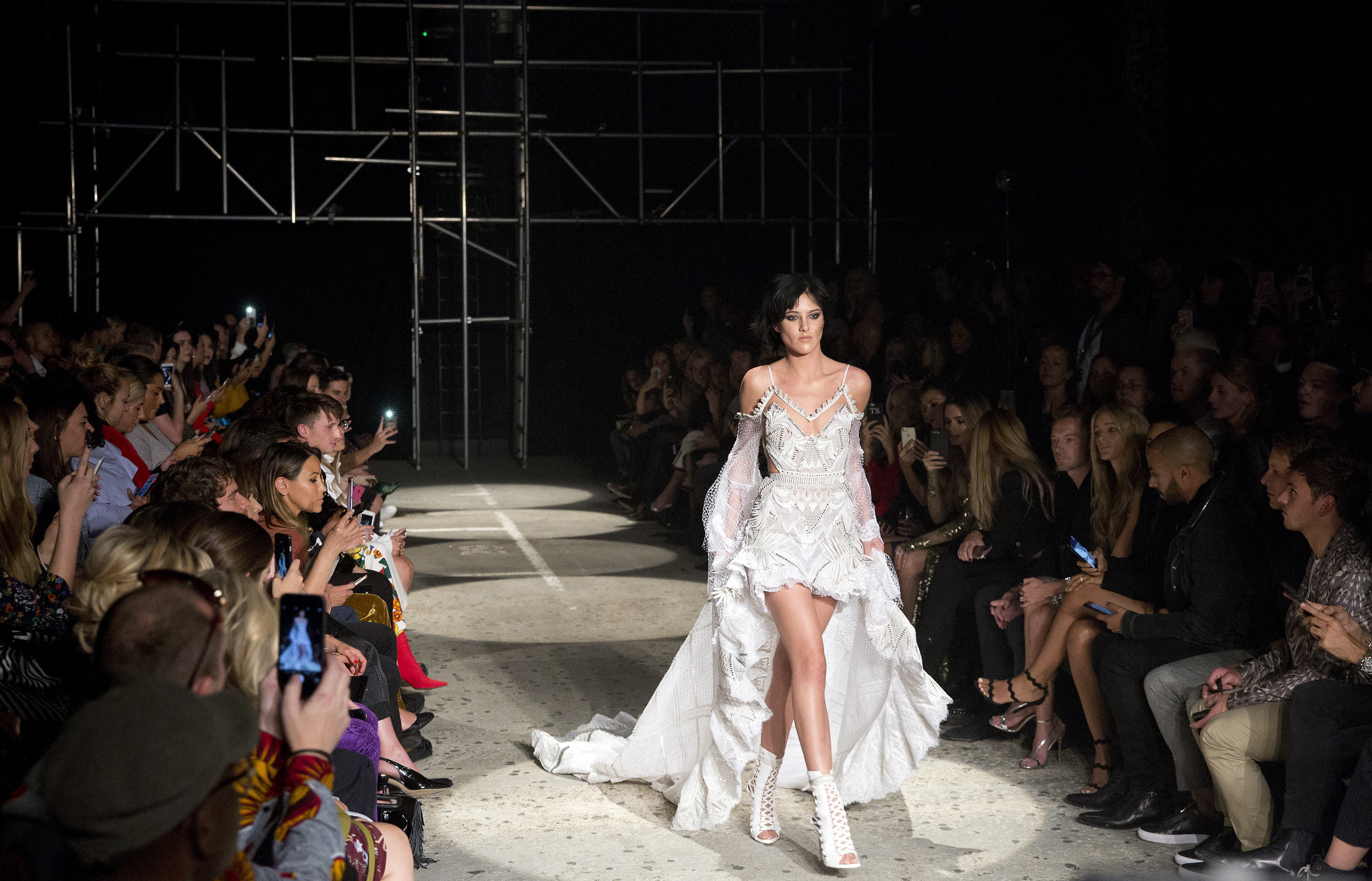 Eliza Cummings on the catwalk during the Julien Macdonald (Isabel Infantes/PA)