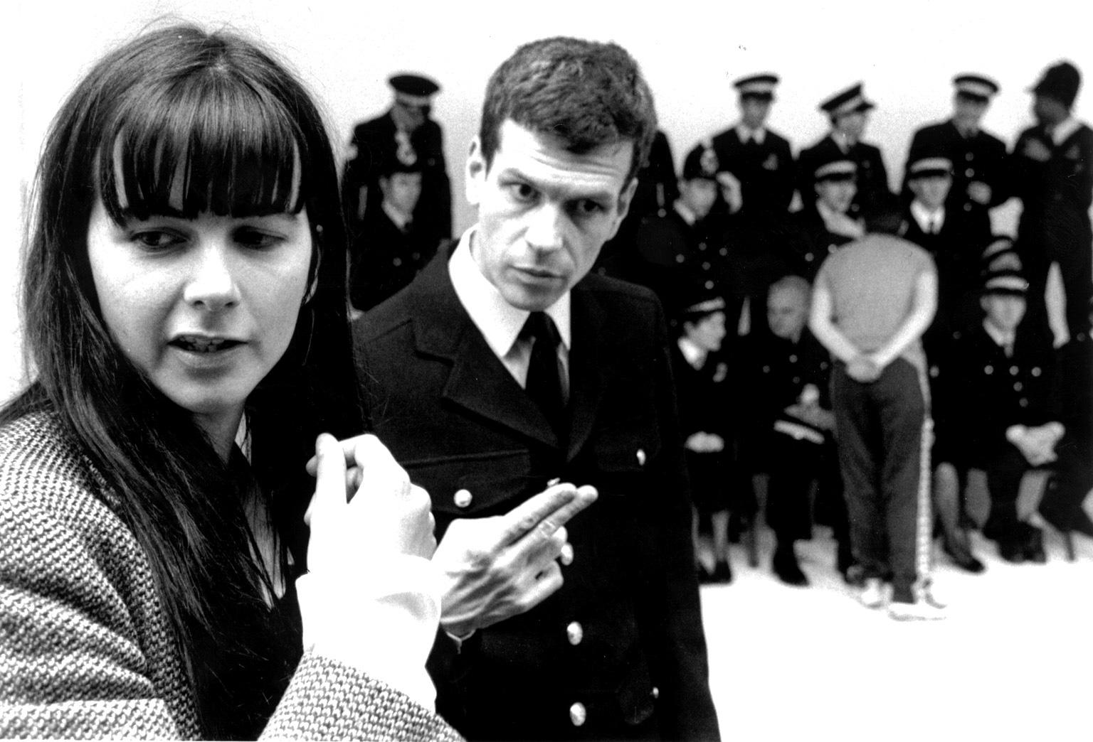 Gillian Wearing with the police officers in the 90s