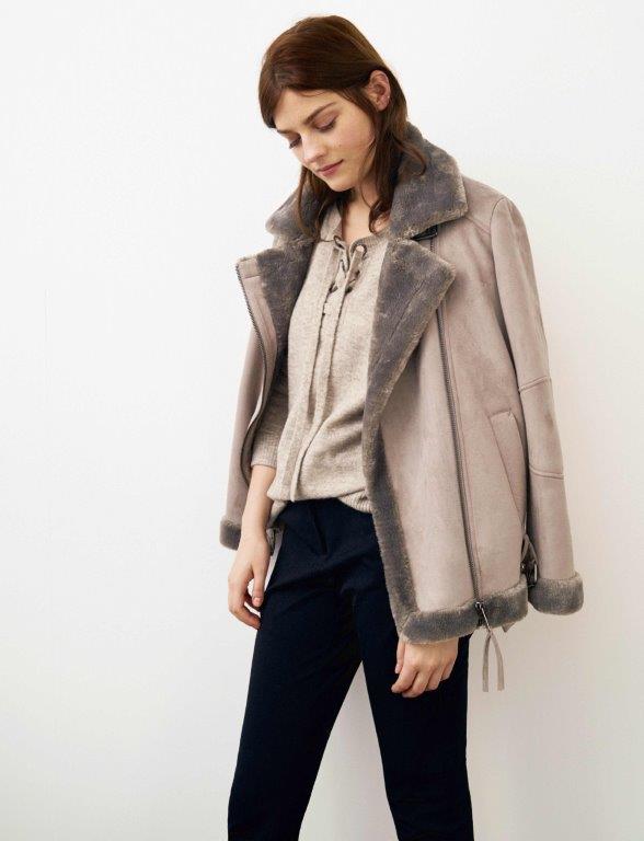 White Stuff Nene Jacket, £120; Lasso Tie Front Jumper £55.00, Smart City Trouser £49.95