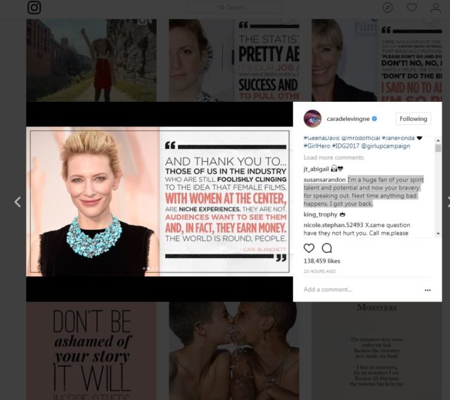 Susan Sarandon and Reese Witherspoon have praised Cara on Instagram (PA screengrab)