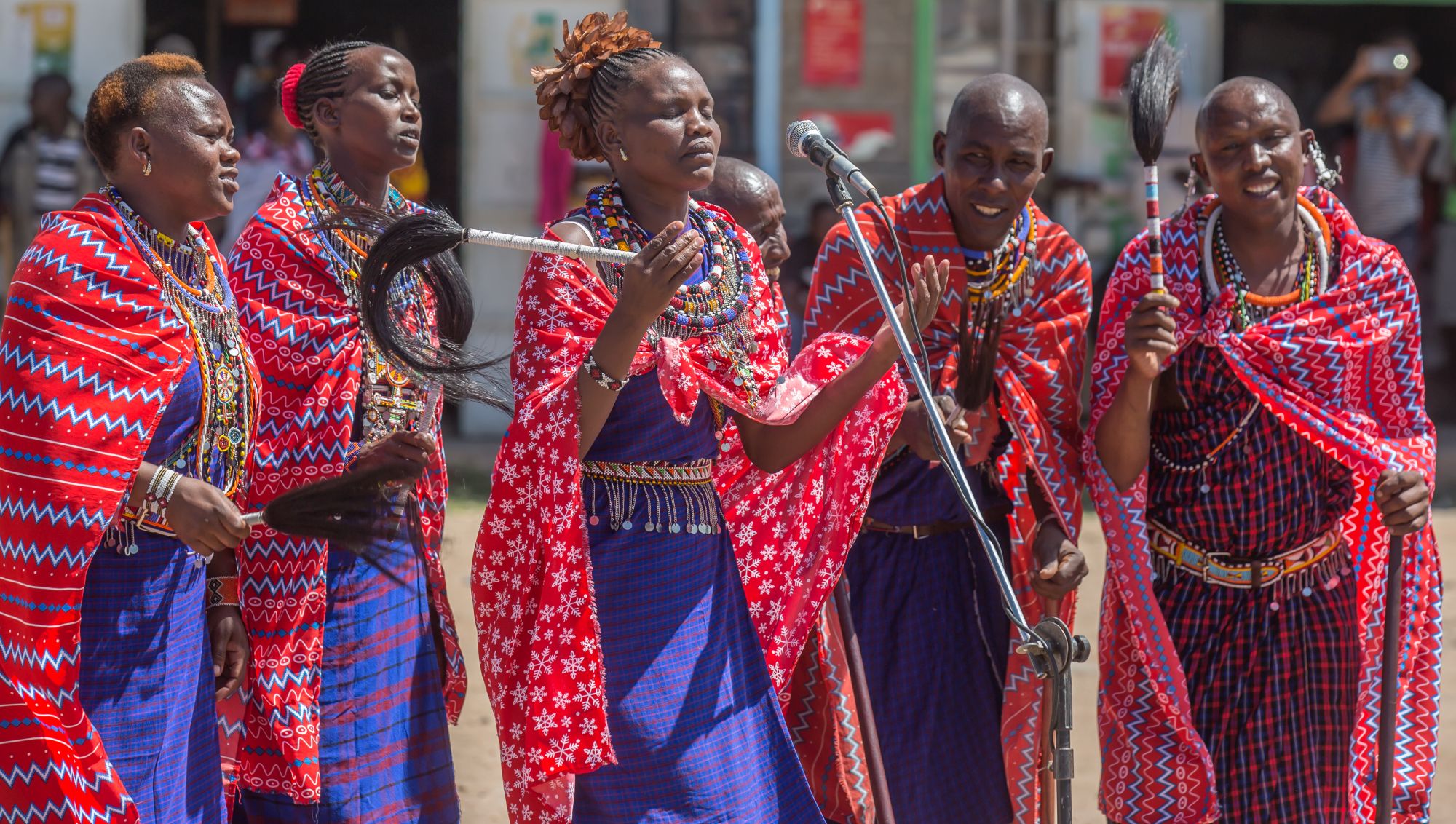 Maasai women singing as part the show (Paul Goldstein/PA)