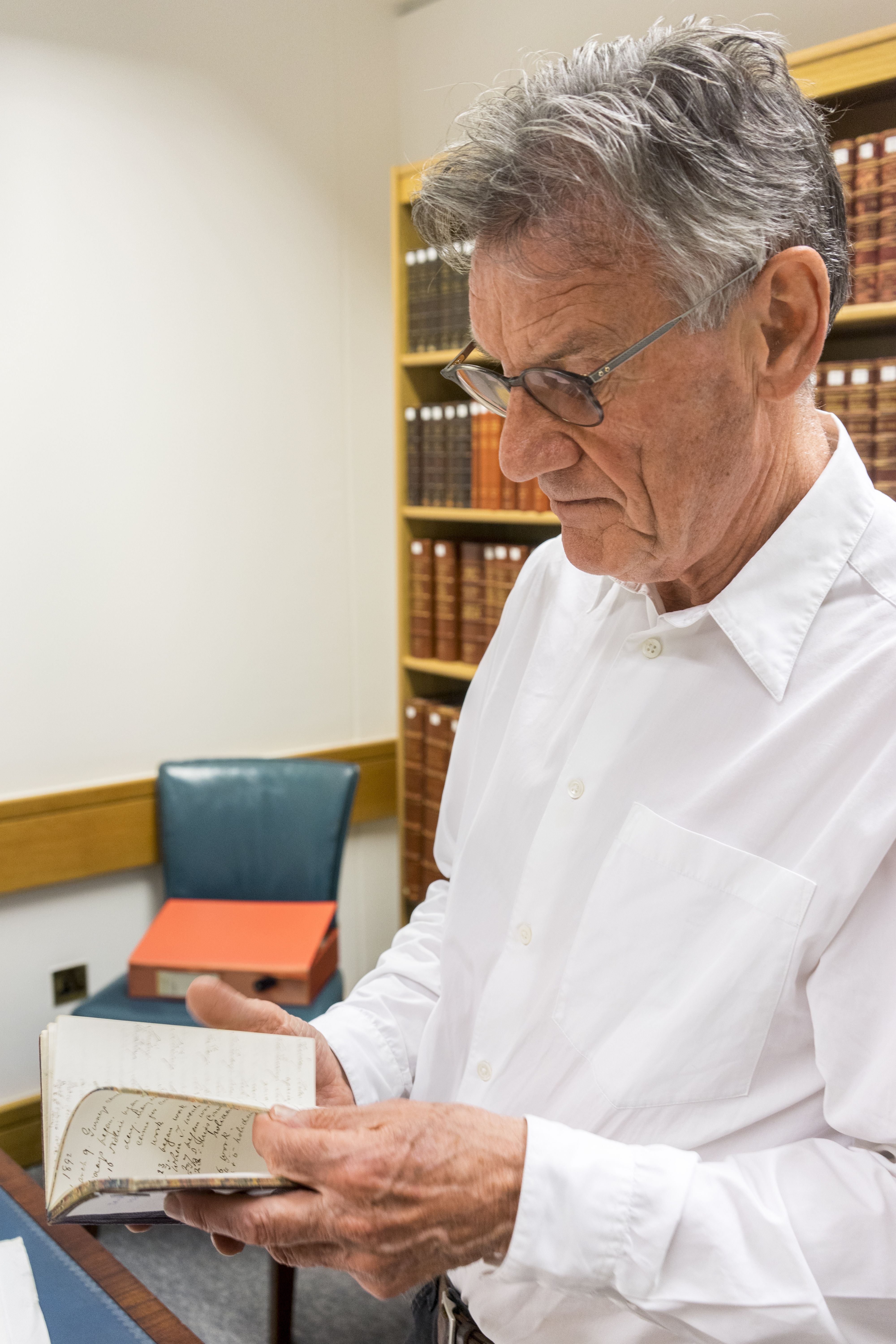 Michael Palin looking at his archive ()