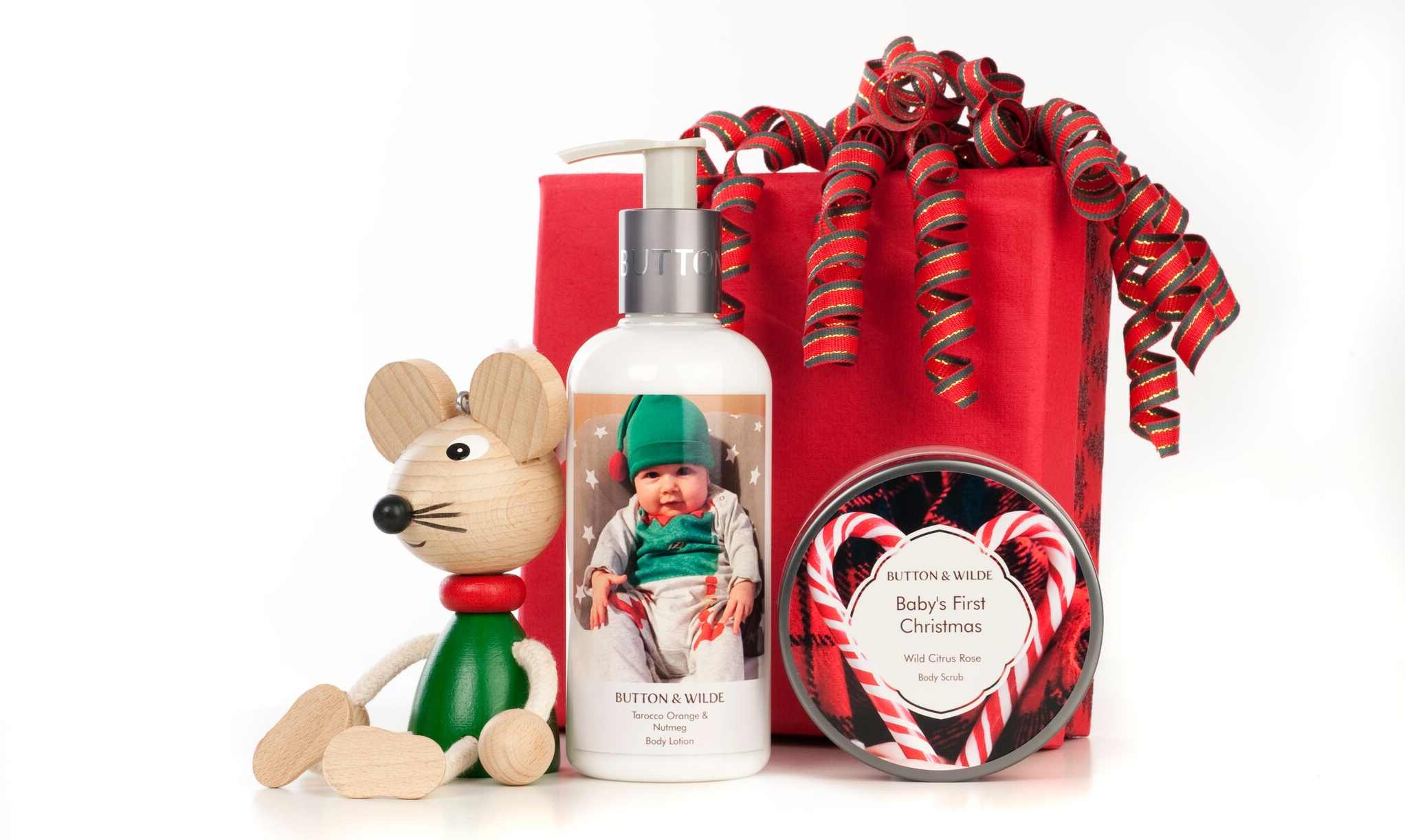 Button & Wilde Personalised Tarocco Orange & Nutmeg Body Lotion and Wild Citrus Rose Body Scrub