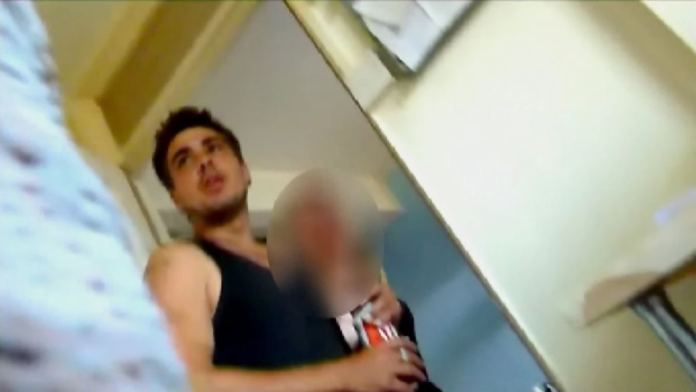 A screengrab from footage shot by Bijan Ebrahimi showing his neighbour Lee James, who went on to murder him (Avon and Somerset Police/PA)