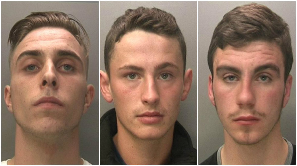 Jake Cairns, Brandon Sharples and Jack McInally received prison terms (police/PA)