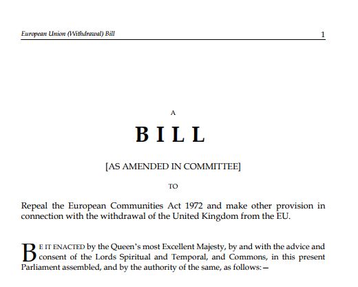 The opening lines of the European Union (Withdrawal) Bill 