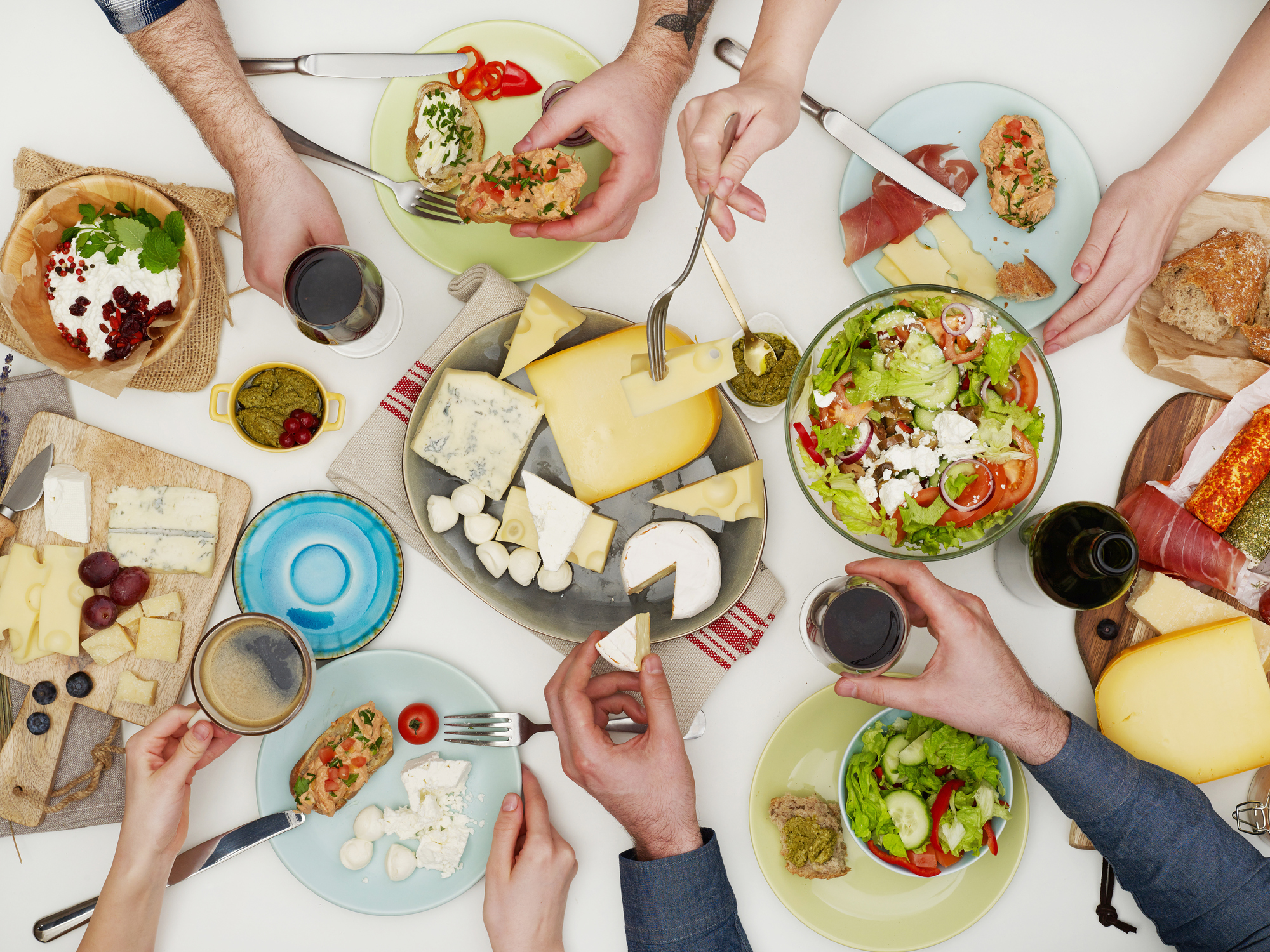 View from above the table of people eating (Thinkstock/PA)
