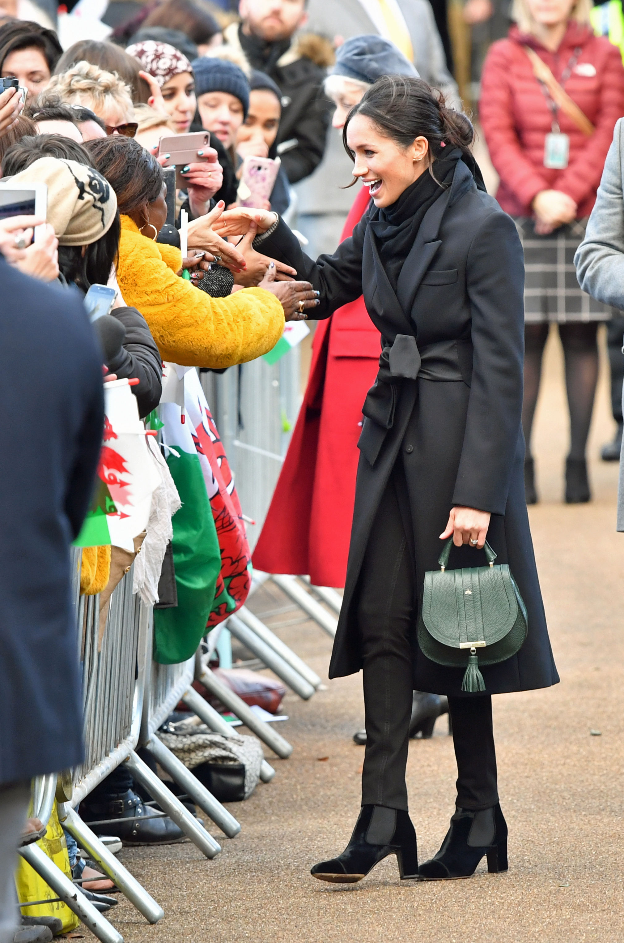 Meghan Markle meets the crowds during a visit to Cardiff Castle (Ben Birchall/PA)
