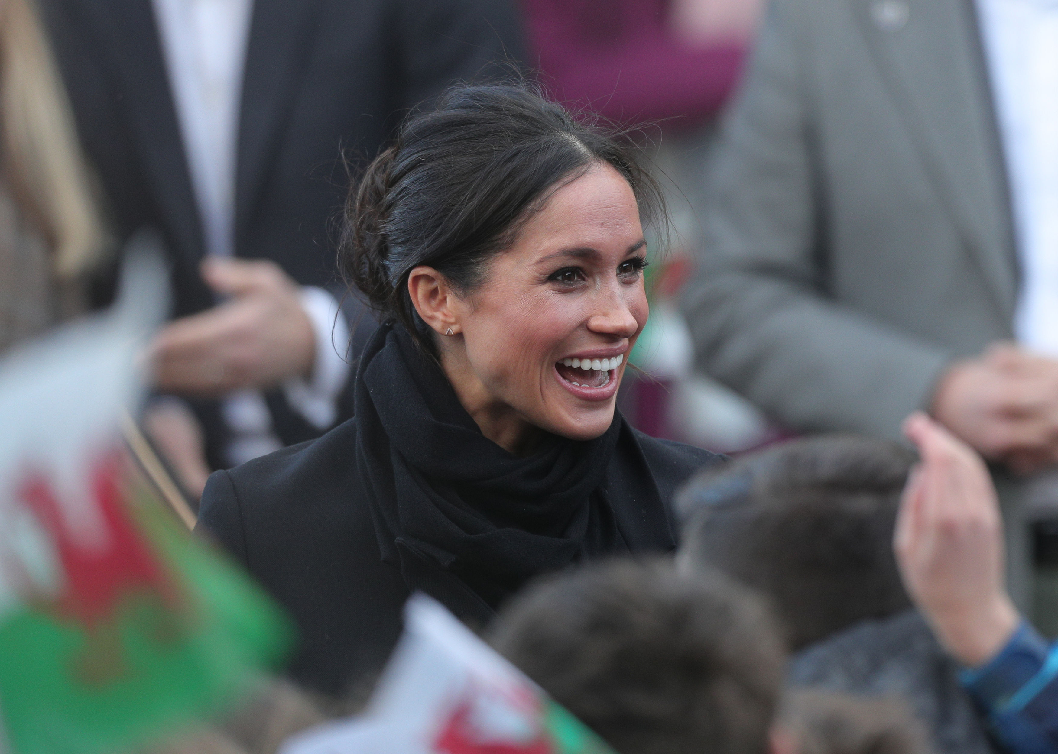 Meghan Markle arrive for a visit at Cardiff Castle with Prince Harry (Aaron Chown/PA)