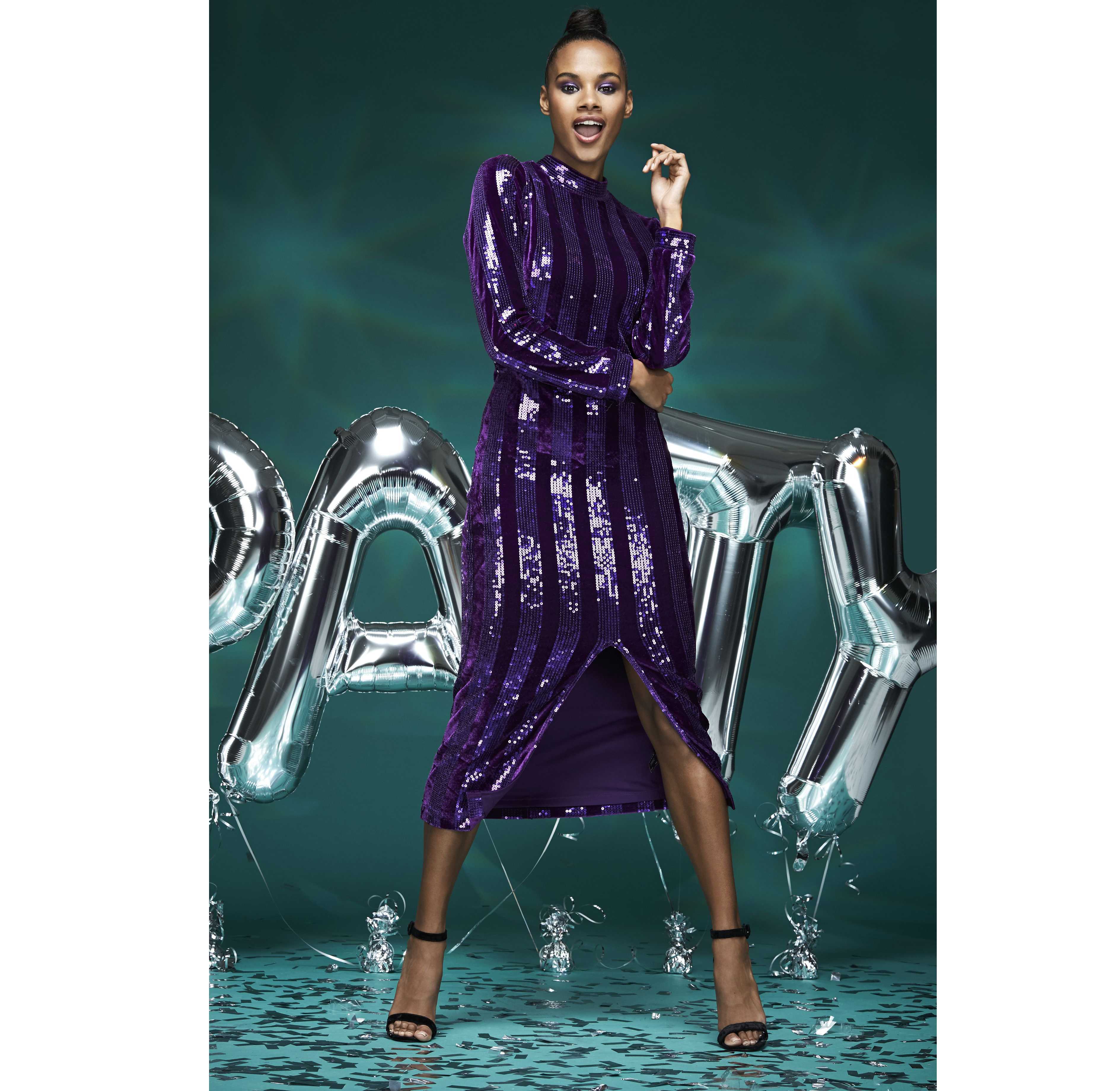V by Very Stripe Sequin Dress