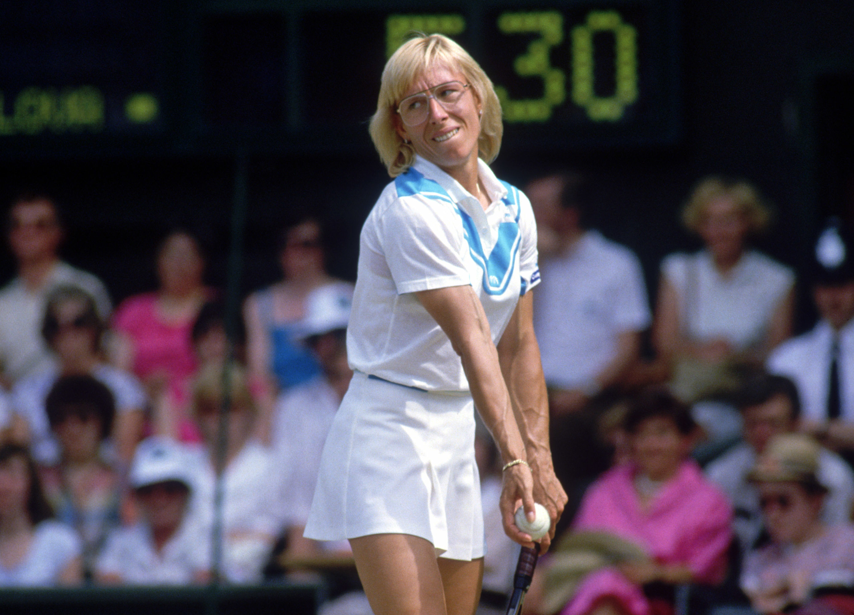 Martina Navratilova in action at Wimbledon