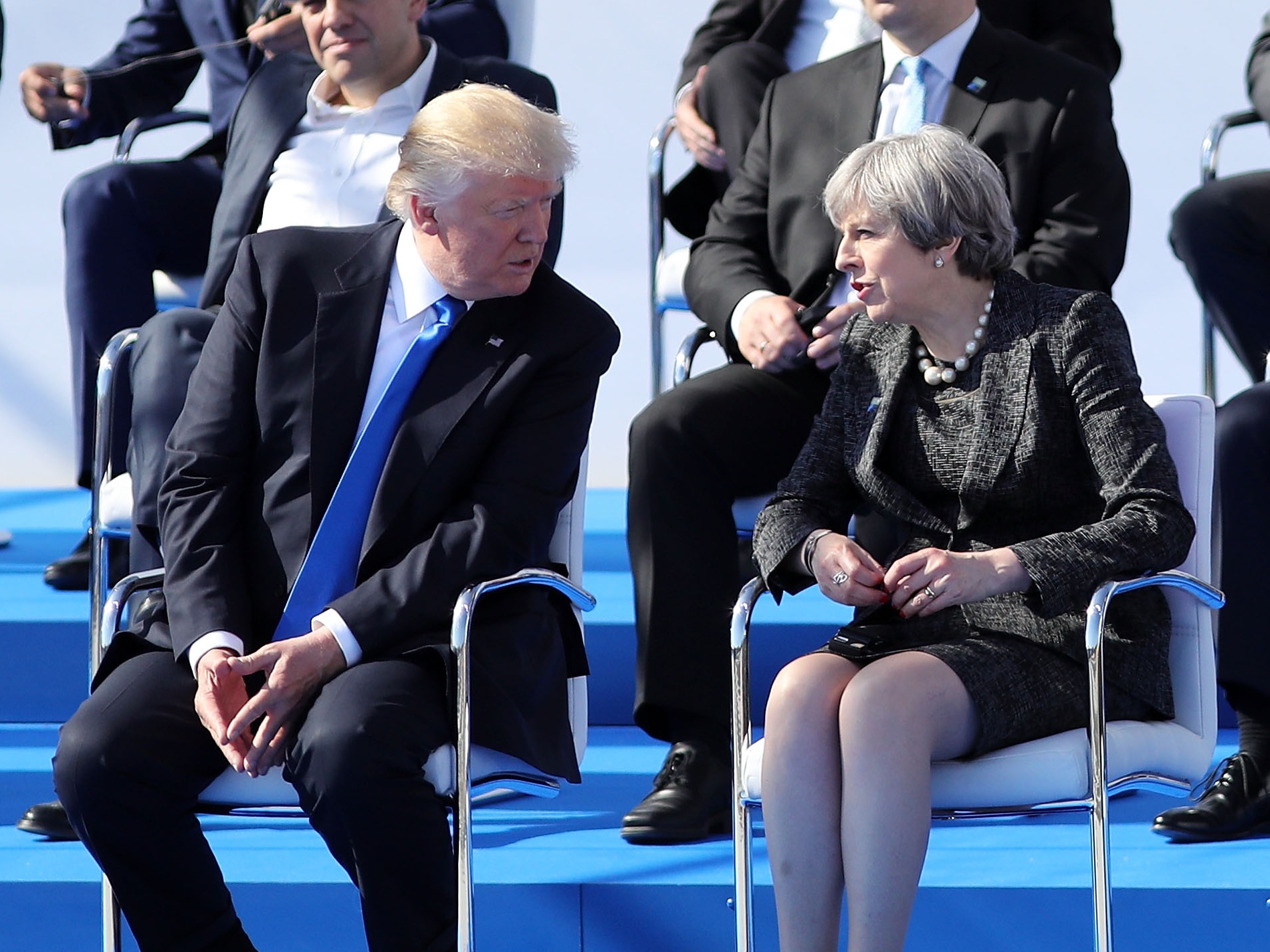 Donald Trump and Theresa May were seated together at the Nato summit in Brussels (Dan Kitwood/PA)