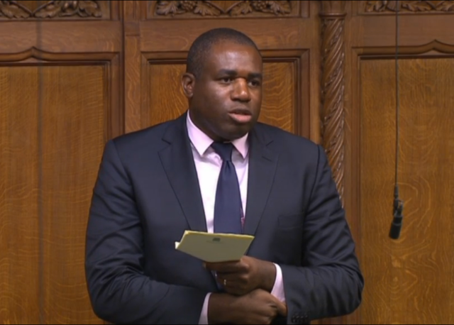 Labour MP David Lammy addresses the House of Commons during a debate on joint enterprise