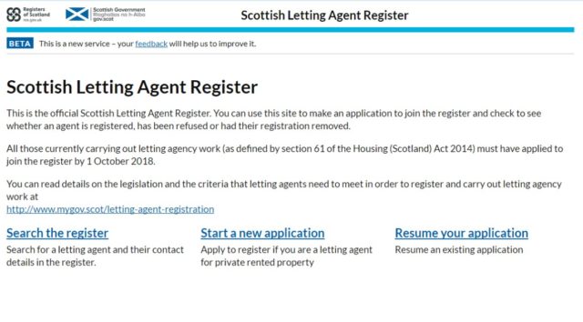 Scottish Letting agent register