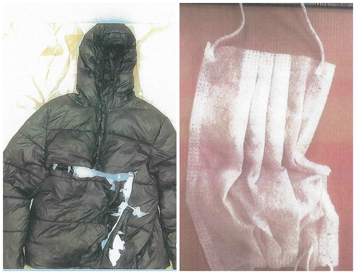 A jacket and surgical-type mask found by murder detectives