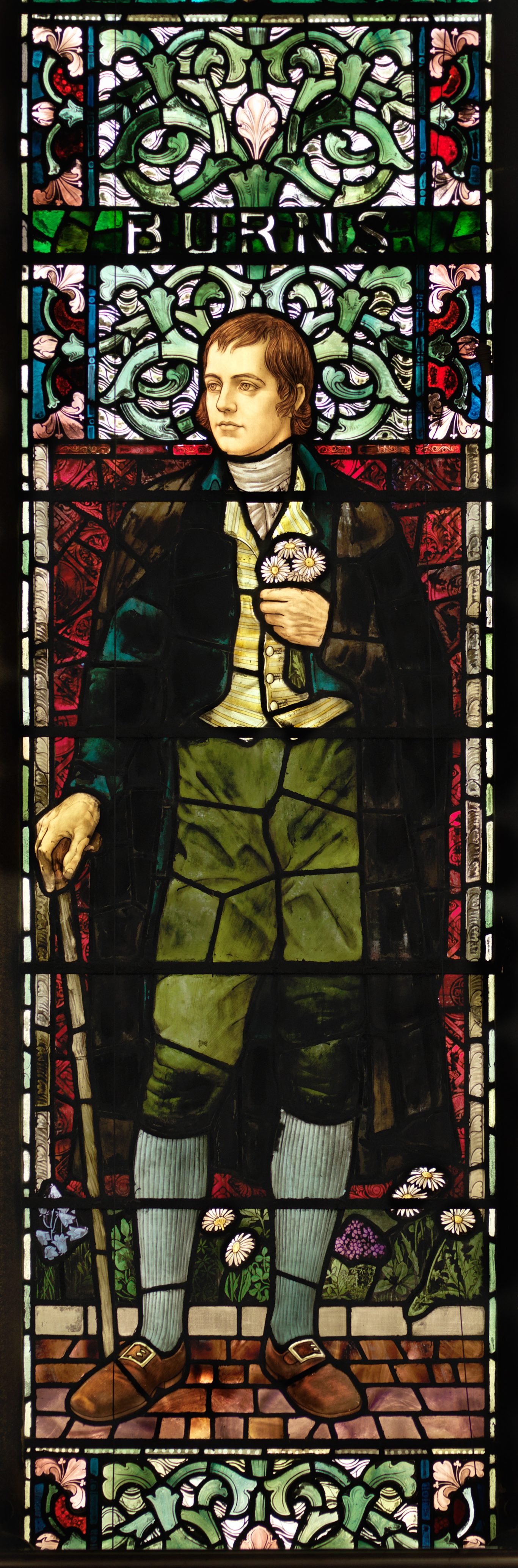 Stained glass window of Robert Burns in the Bute Hall (University of Glasgow/PA)