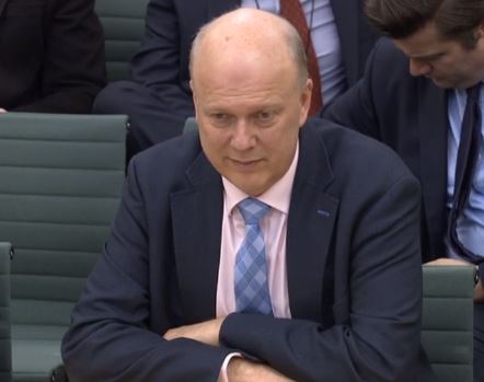 Chris Grayling giving evidence to MPs (parliamentlive.tv)