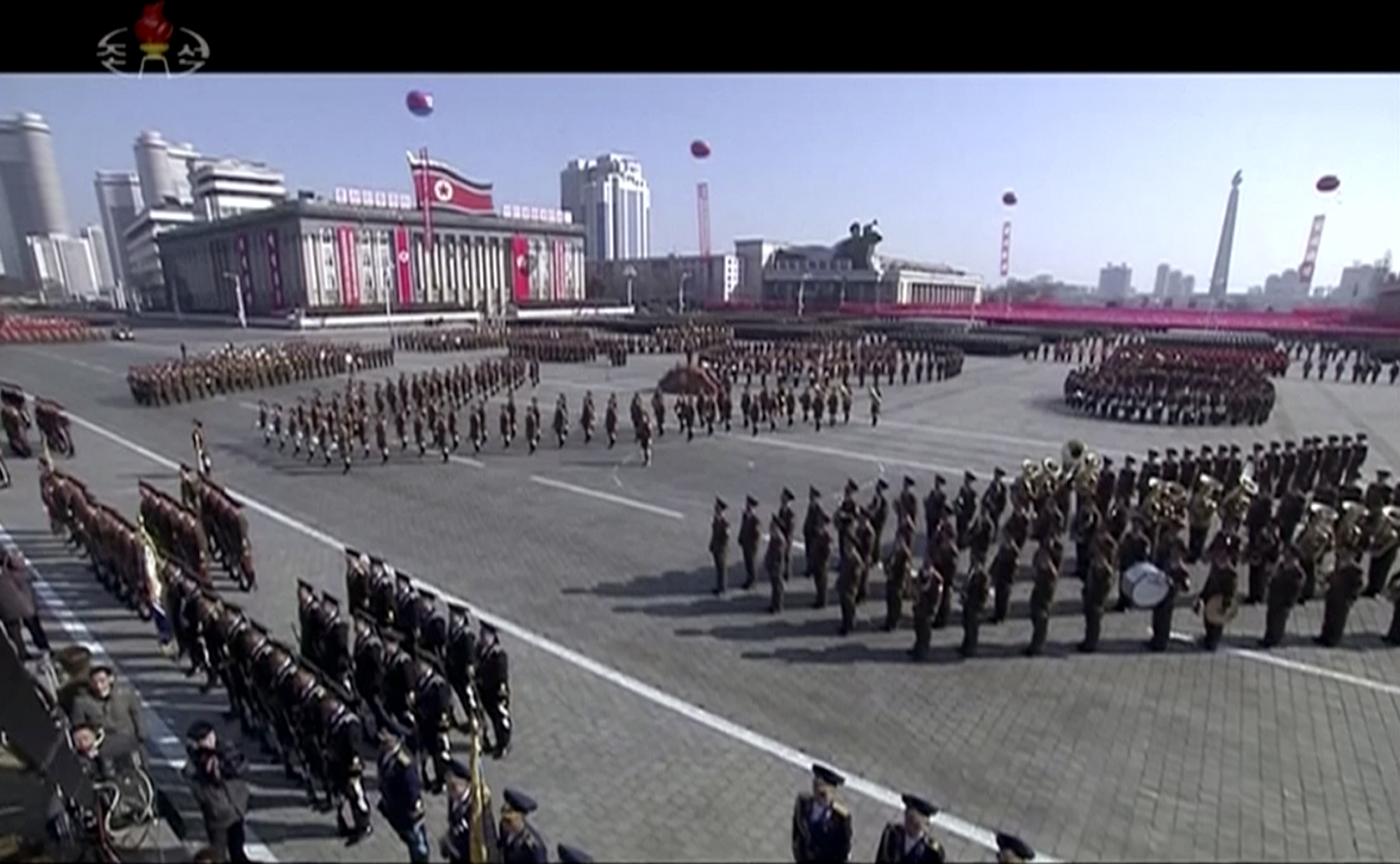 The parade was held in Kim Il Sung Square (KRT via AP)