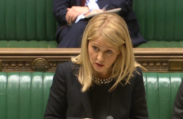 Work and Pensions Secretary Esther McVey replies to an urgent question on Motability (PA)