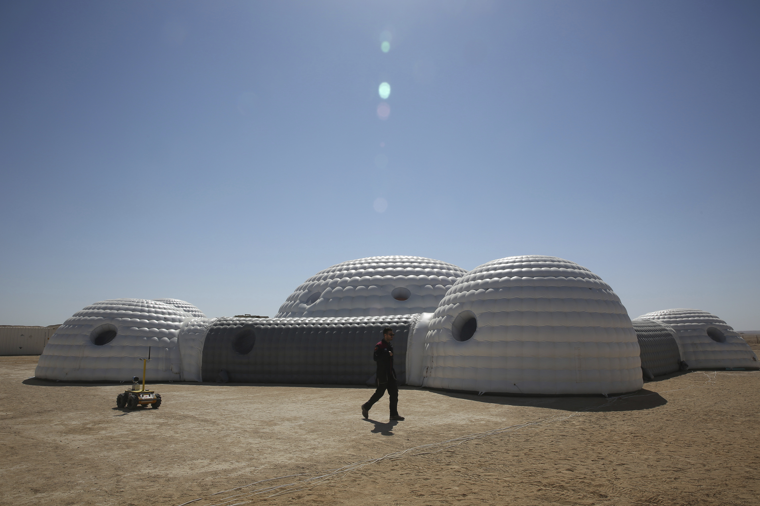 A 2.4-ton inflated habitat used by the AMADEE-18 Mars simulation in the Dhofar desert of southern Oman (Sam McNeil/AP)