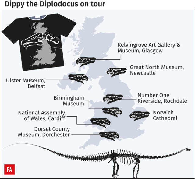 Dippy the Diplodocus on tour (PA Graphics)
