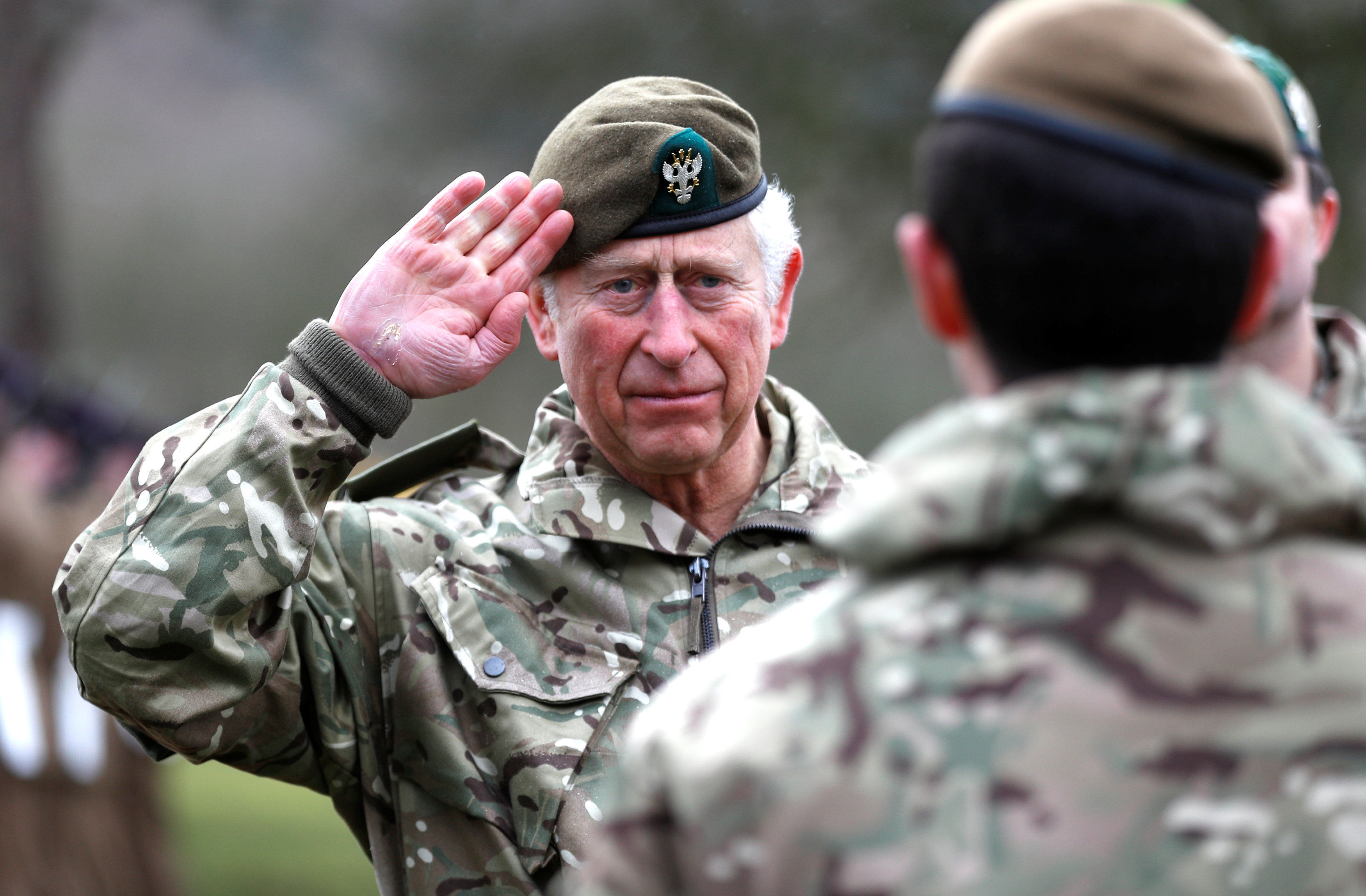The Prince of Wales inspects troops during his visit to the 1st Battalion the Mercian Regiment 