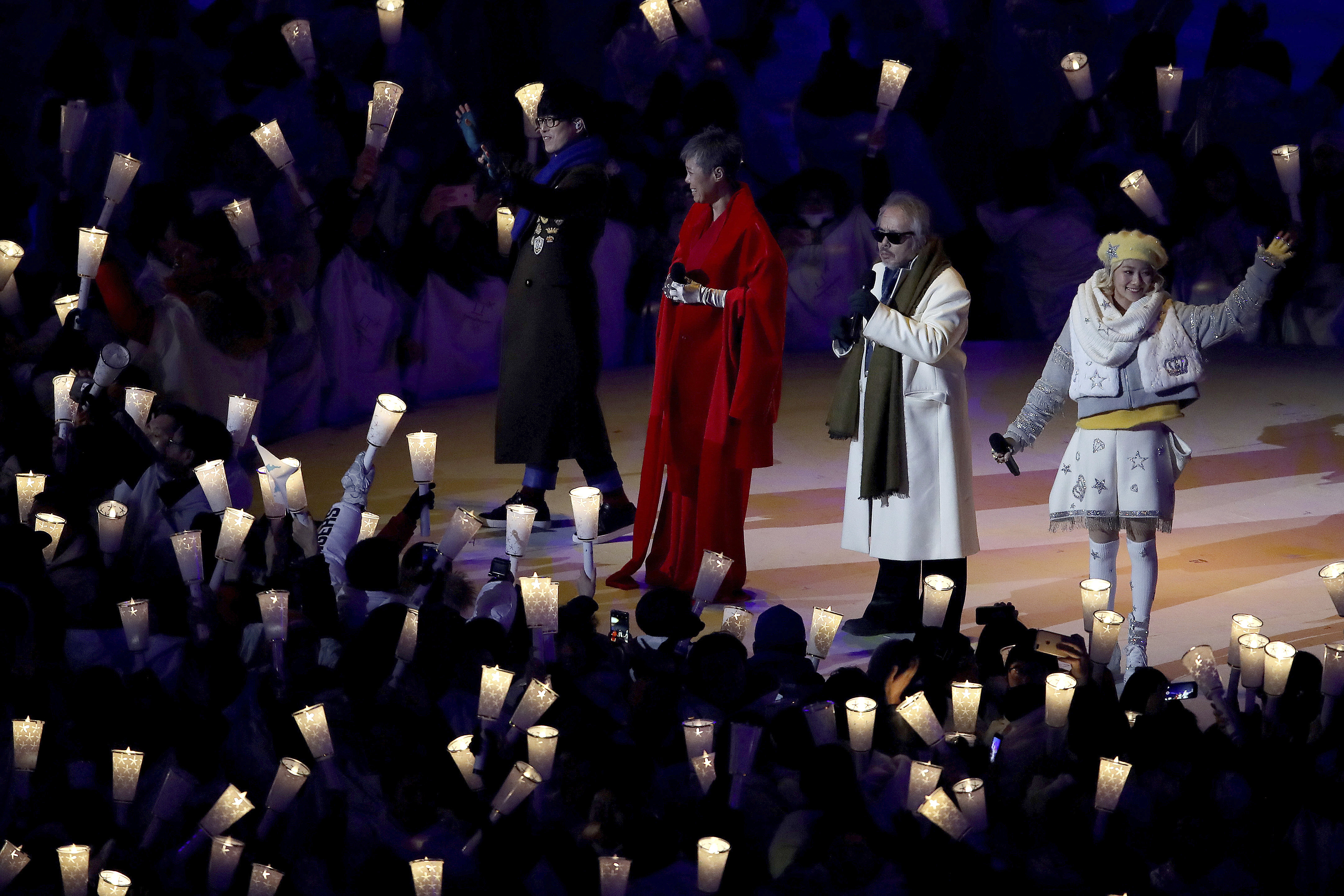 Singers perform at the opening ceremony of the 2018 Winter Olympics in Pyeongchang