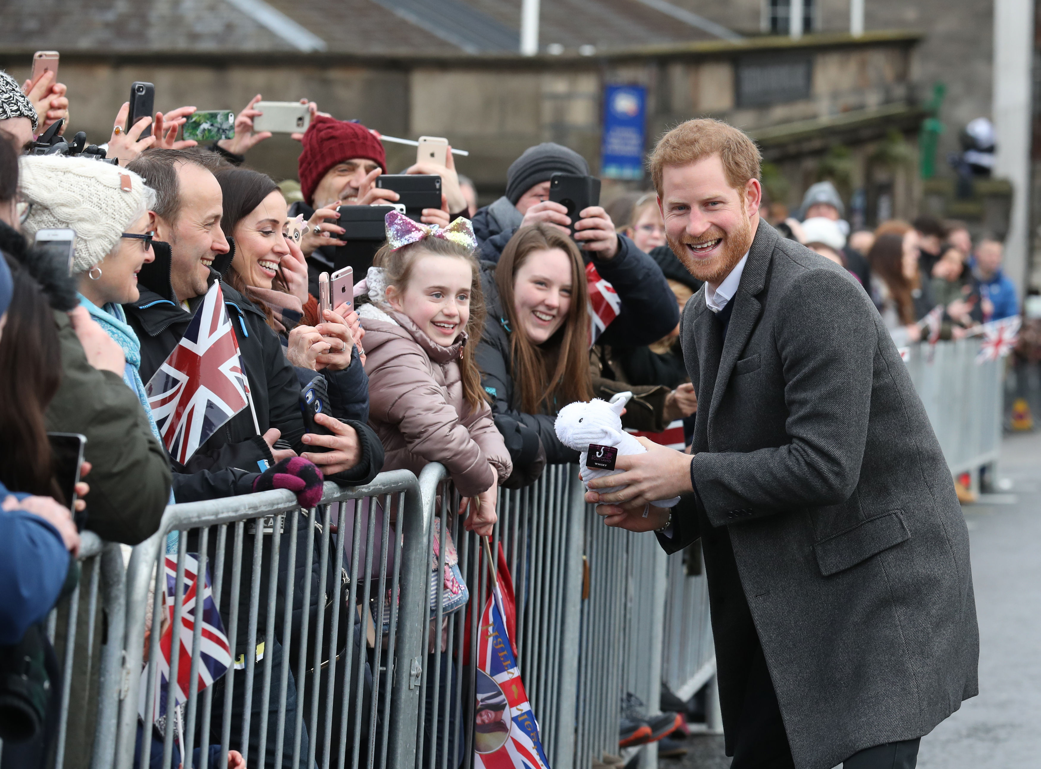 Prince Harry during a walkabout on the esplanade at Edinburgh Castle (Andrew Milligan/PA)