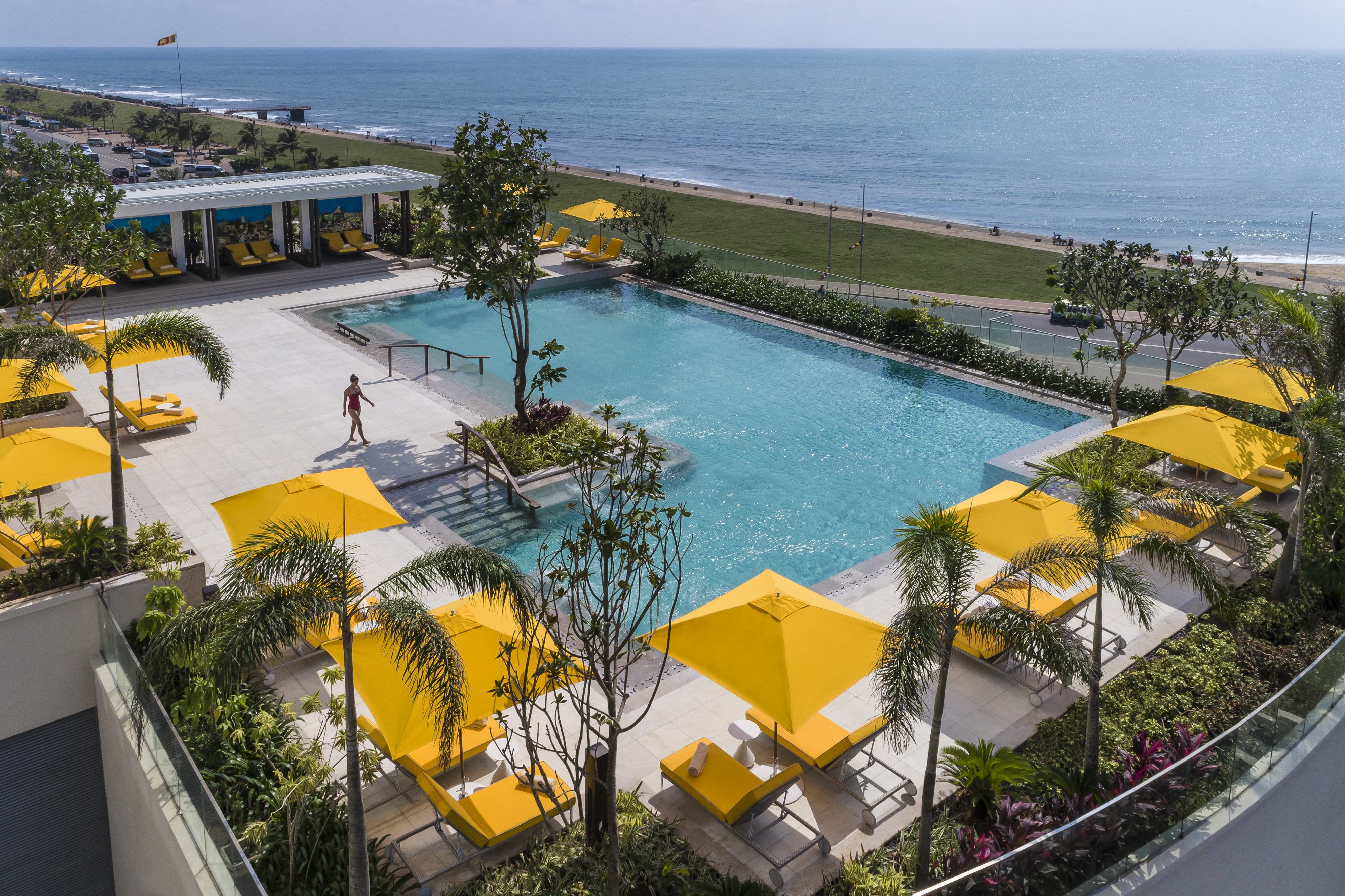 The pool at the Shangri-La, overlooking Galle Face Green and the Indian Ocean (Shangri-La/PA)
