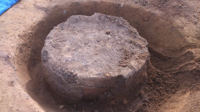 Cremation urn during excavation (Transport Scotland/PA)