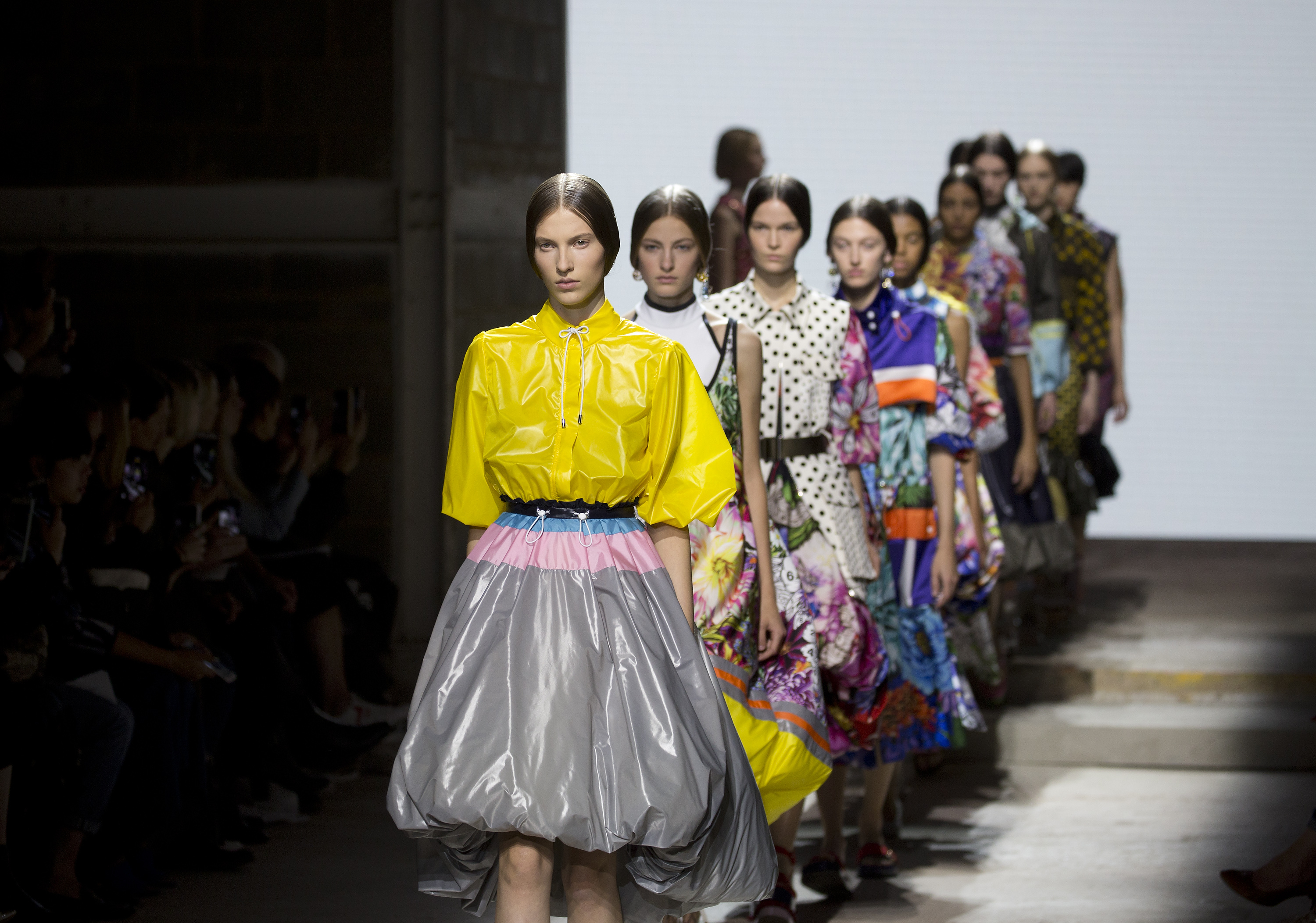 Models on the catwalk during the Mary Katrantzou London Fashion Week SS18