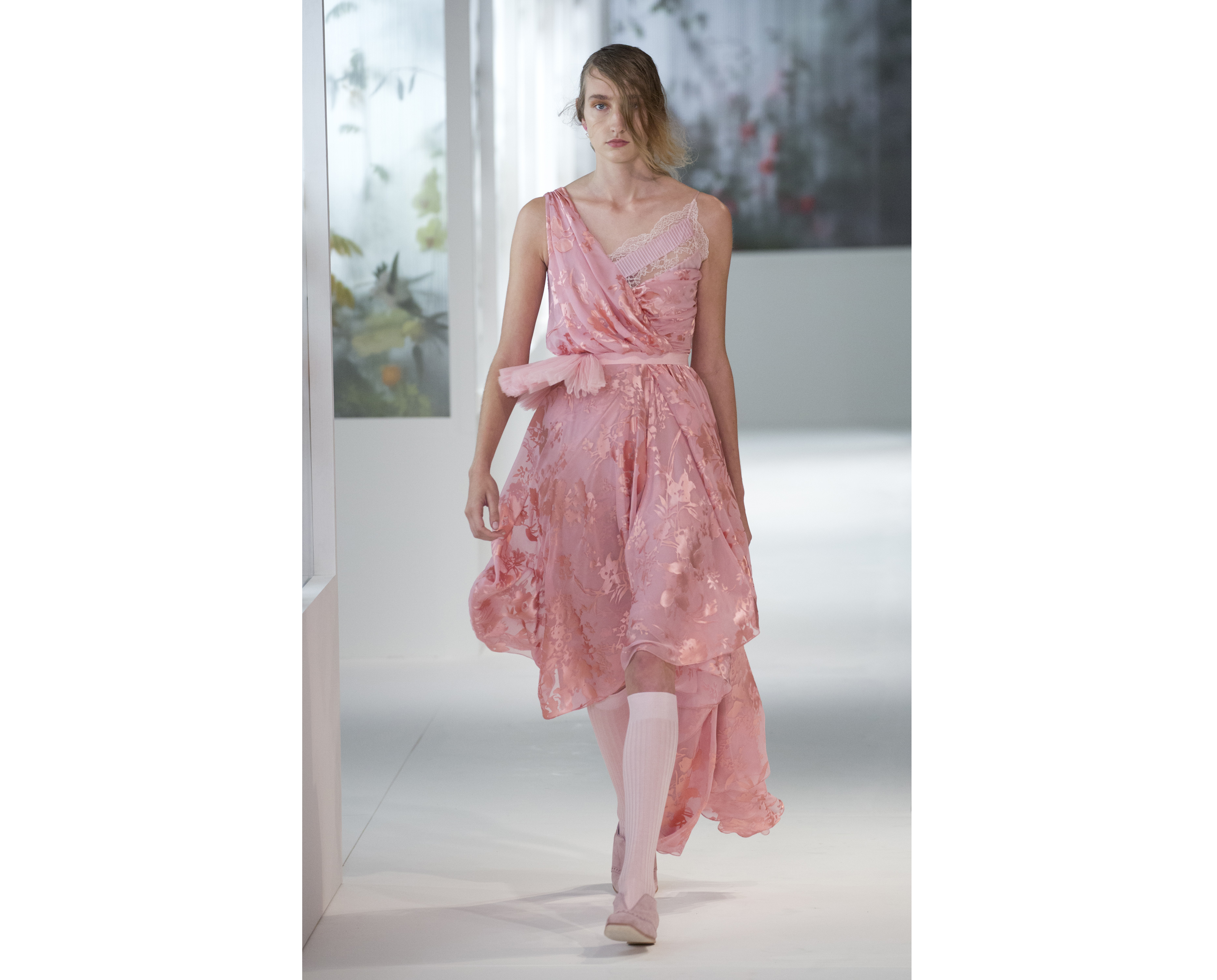 A model on the catwalk during the Preen by Thornton Bregazzi London Fashion Week SS18 show held at QEII Centre, London.