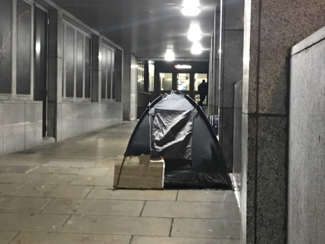 A tent in the City of London where rough sleepers spent the night (Jemma Crew/PA)